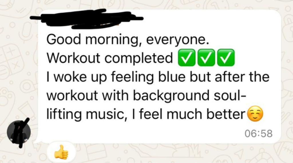WhatsApp morning workout check-in